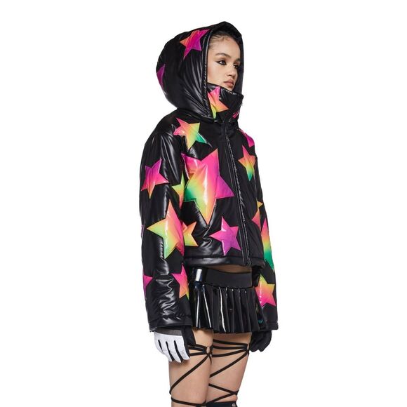 Club Exx Vinyl Ombre Star Puffer Jacket - Picture 4 of 15